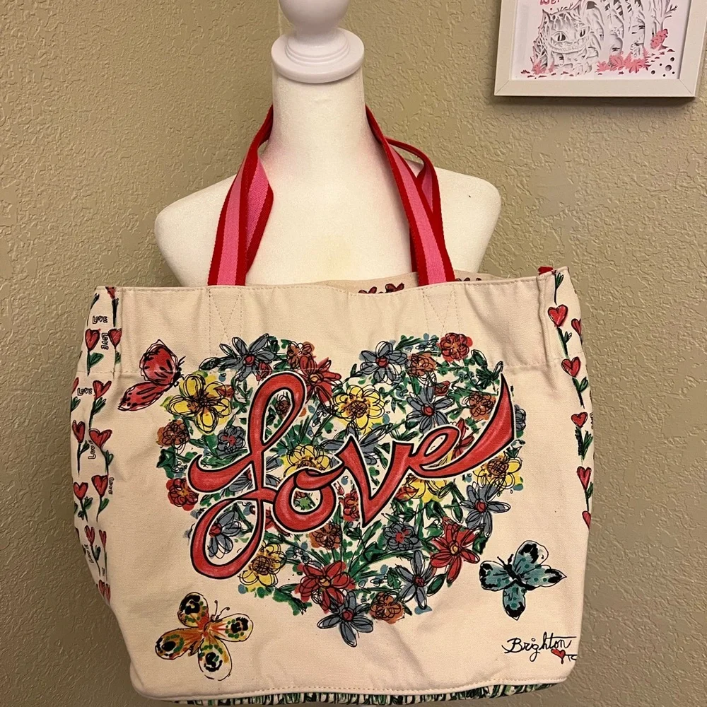 Brighton "Love Tweet" Canvas Tote Bag - Picture 3 of 11